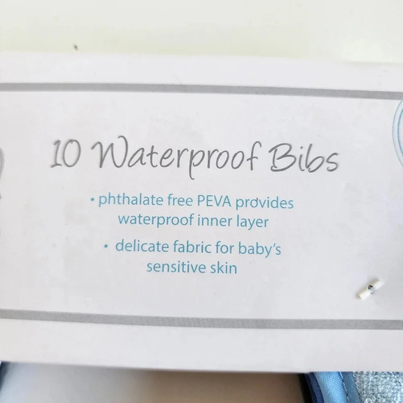NWT Set Of 10 Hudson Baby Unisex Babydrooler Bib with Waterproof Lining Blue - Picture 10 of 11